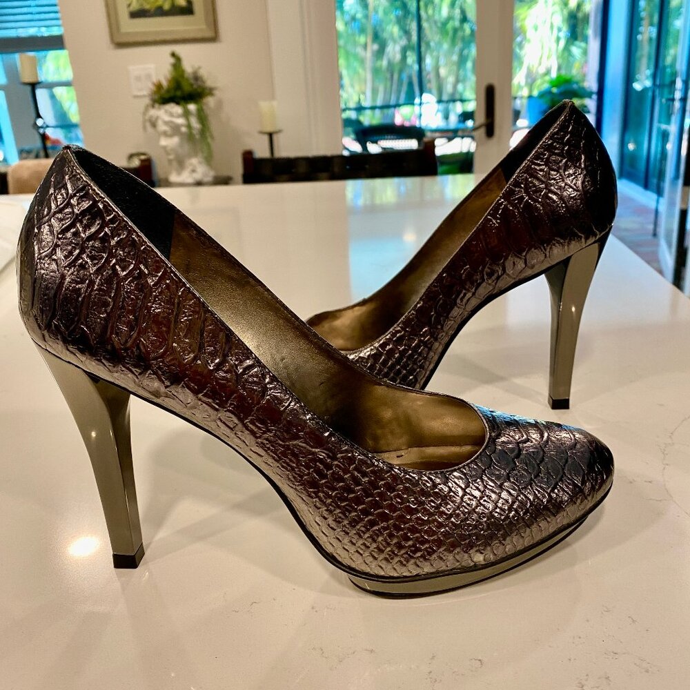 Gianni Bini Silver "Snakeskin" Stiletto Pumps